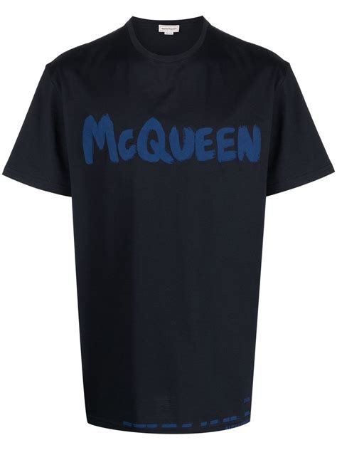 navy blue mcqueen sunglasses|alexander mcqueen logo shirt.